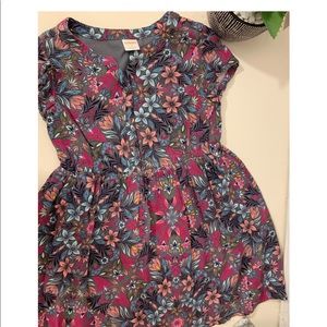 Gymboree Pink/Gray Floral Twill Shirt Dress -Girls